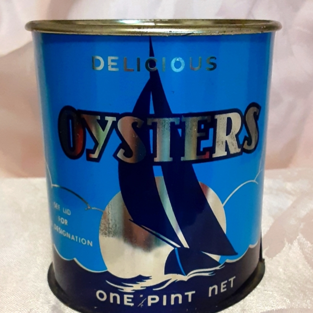Collectors Oyster Can, Fresh Raw Oysters Antique, Vintage